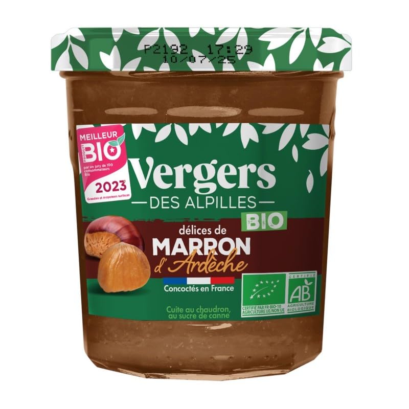 Confiture de châtaigne bio artisanale - Pot de 370g - Vergers Des Alpilles Bio - Lot De 3 - Vendu Par Lot