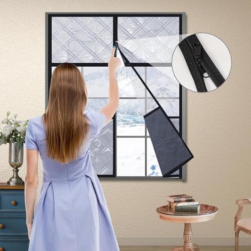 Cubierta para ventana térmica con cierre enrollable para invierno en dormitorio 3