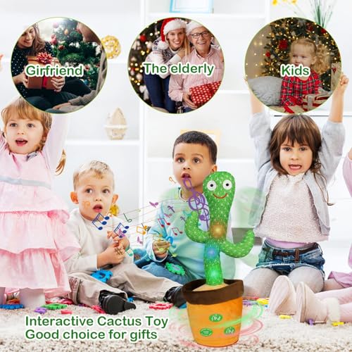 HICAS Tanzender Sprechender Kaktus Spielzeug Wiederholen Sie, was Sie sagen, Singender Kaktus Voice Recorder Babyspielzeug Lautstärkeregler mit 120 Liedern Lustige Kinder Bildung Spielzeug, Geschenke