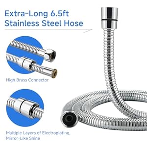 Pet Shower Sprayer Kit Dog Shower Attachment with 65ft Hose Handheld Sprayer Chrome Finish 2 Settings Includes Diverter Valve Bracket