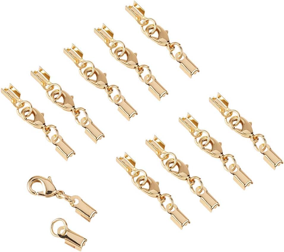 Image of Jewelry Making Kit with Lobster Clasps Fold Over Cord End Caps Jump Rings Crimp End Tips for Necklace Bracelet Anklet DIY Craft Supplies 190 Pieces (Gold)