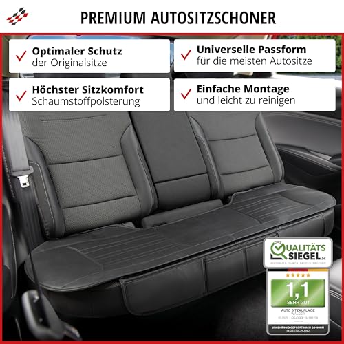 Walser Sitzauflage Auto Fernando, Qualitätssieger Sehr Gut*, Autositzauflage Rückbank, Auto Sitzauflagen 1 Stück, Autositzschoner Rückbank Kunstleder, Autositz Auflage, Autositzkissen Rückbank schwarz