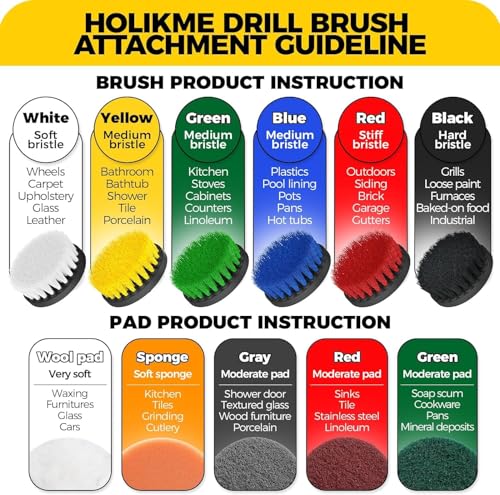 Image of 30 Pcs Power Drill Scrubber Set, Brush Attachment Set | Scrubber Brush Pads for Tile | Multipurpose Drill Brushes for Cleaning of Bathroom Kitchen, Flooring and Car (Model 5)