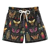 Boccsty Insects Bugs Butterfly Black Boys Swim Trunks Summer Big Kids Beach Board Shorts Swimsuit Swimwear XL