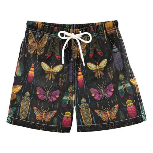 Boccsty Insects Bugs Butterfly Black Boys Swim Trunks Summer Big Kids Beach Board Shorts Swimsuit Swimwear XL