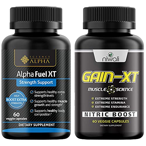 Alpha Energy Booster Supplement - Stamina Gainer and Muscle Growth Workout Supplement | & Niwali Nitric Oxide Supplement - Stamina Builder Workout Supplement | Muscle Builder Nitric Oxide Booster .