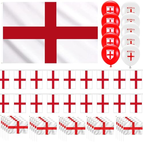 51PCS England Flag World Cup Football 2026 St Georges Flag Mini Handheld Flags Banners Flags Sports Events Party And Garden Decorations Football Fans Supporters Watching The Game 150x90cm