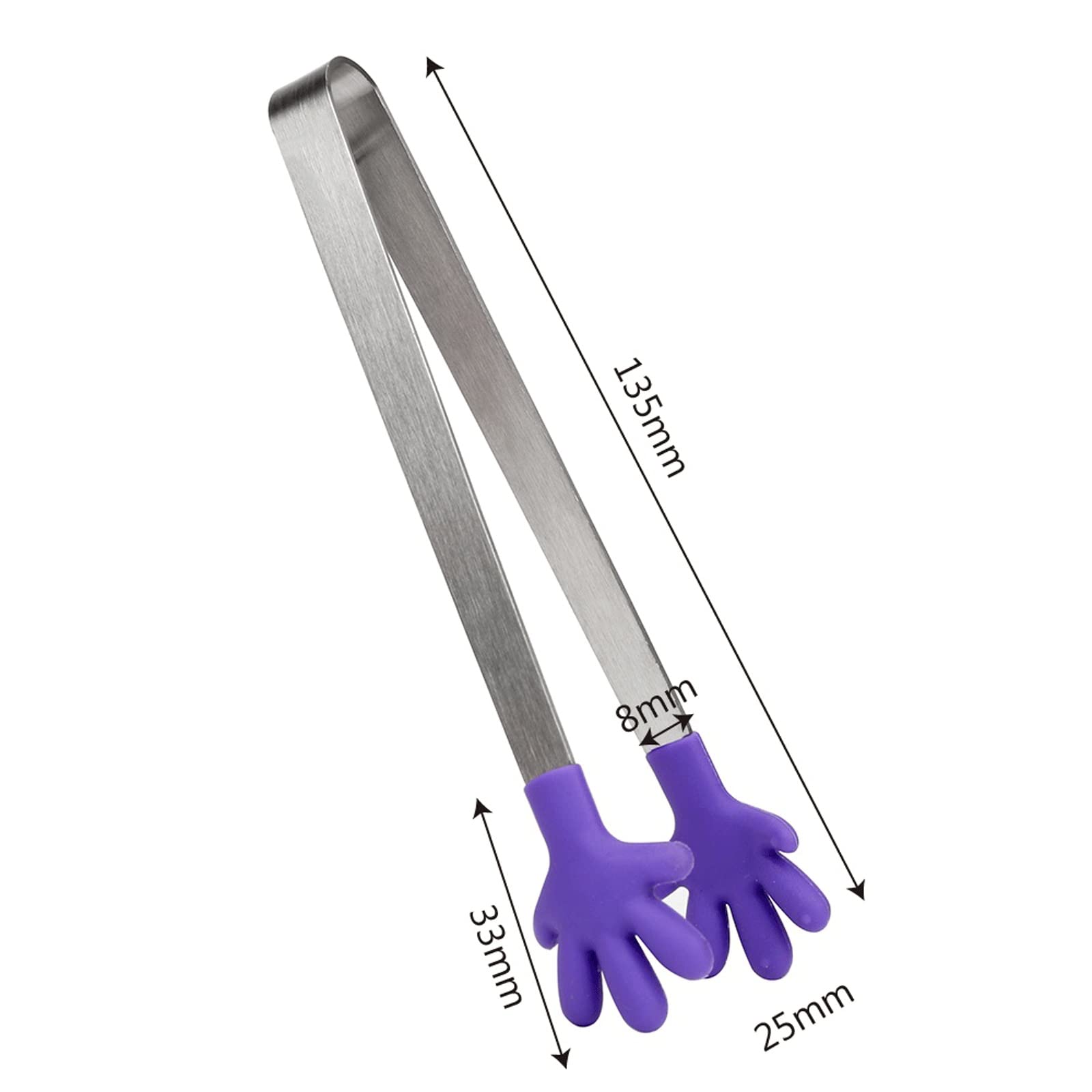MRKU Pinzas de Silicona para Bolsas de Barbacoa, Pinzas para Alimentos, Utensilios de Cocina, Pinzas para Servir ensaladas, Mini utensilio con Mango de Acero Inoxidable.