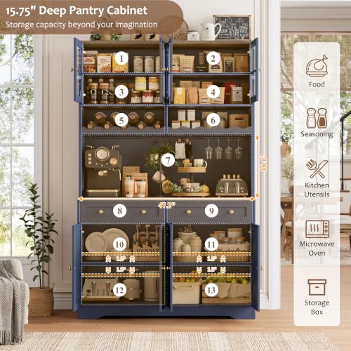 Image of HOSTACK 75 inchH Kitchen Pantry Storage Cabinet, Coffee Bar, Tall Hutch Cabinet