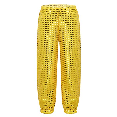 YiZYiF Kids Boys Girls Shiny Sequins Long Harem Pants Dance Trousers for Hip-hop Jazz Dancewear Performance