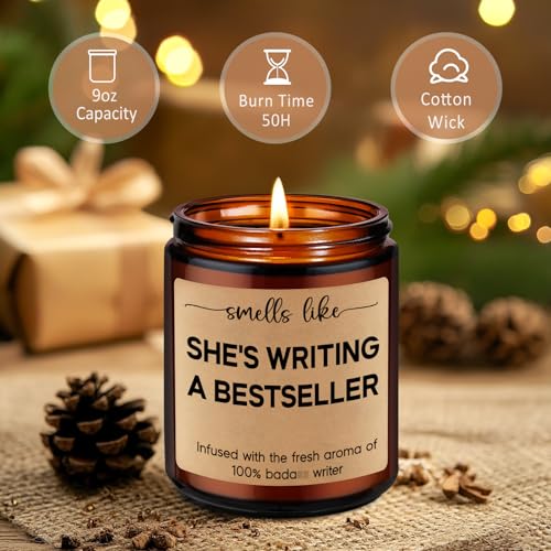 Miracu Writers Candle - Writer Gifts for Women, Future Bestselling Author Gift - Funny Gifts for Novelist Scriptwriter Screenwriter, Writers Block Gift, Cool Gifts for Writers, Writing Candle