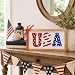 pechpell USA 4th of July Patriotic Wall Decor, 11.8"×5.9" Wooden America 250 Anniversary Sign, Red White Blue Stars and Stripes Independence Day Memorial Day Indoor Table Shelf Office Home Decorations