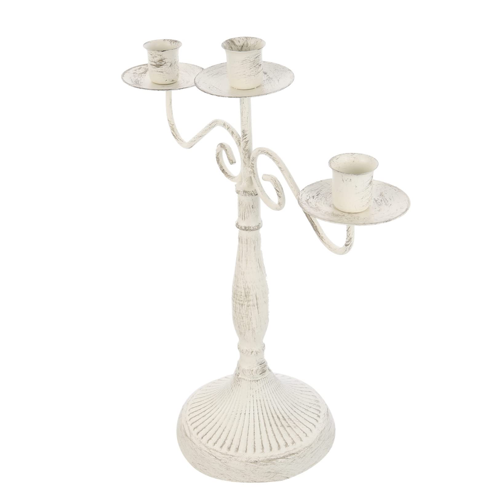 Candelabro Vintage Europeo in Ferro Bianco per Tavolo Elegante