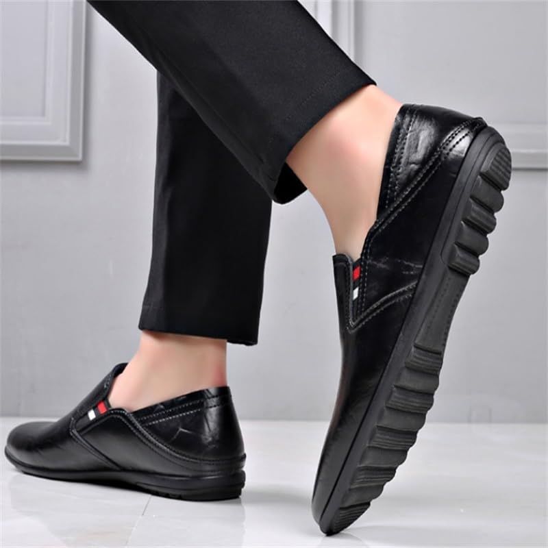 Men's Casual Loafers Flat-Heeled Round-Toed Rubber Shoes Soft-Soled Comfortable Breathable Slip-on Shoes for Men4