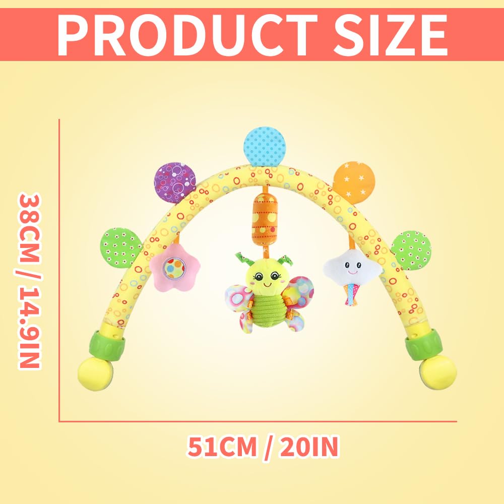 caterbee Jouets de Landau Travel Arch pour bébés et Tout-Petits, Jouets d'activité pour Berceau et Poussette pour l'intérieur et l'extérieur (Papillon)