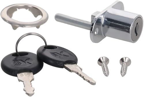 Miniatura 7 de MroMax Cerradura de cajón, diámetro de cilindro de 34 pulgadas (0.748 in), llave diferente, cerradura de émbolo de gabinete de aleación de zinc