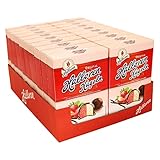 Die kuppelförmigen Erdbeer-Vanille Pralinen sind mit zartschmelzender Vollmilchschokolade umhüllt.
