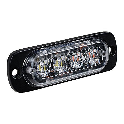 Car Auto Ultra Slim Hazard Security Emergency Warning Flashlight Strobe Lamp Bar (1 pc, White & Amber)