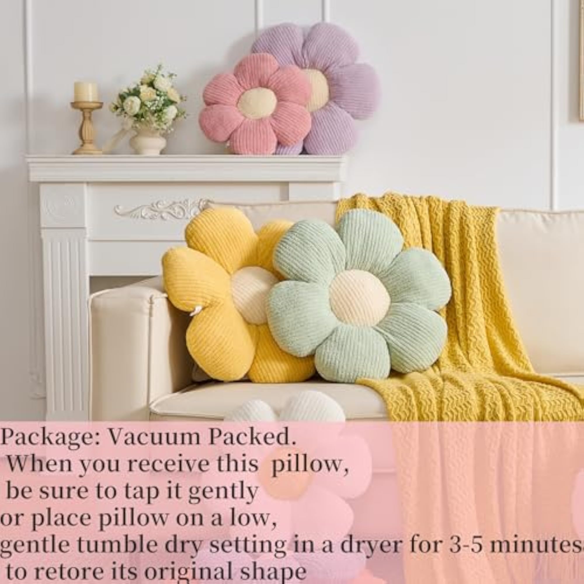 Flower-Shaped Throw Pillow Cushion Daisy Flower Design