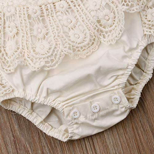 Newborn Baby Girl Halter Neck Sleeveless Backless Jumpsuit Floral Hollow Lace Layered Romper Skirt4