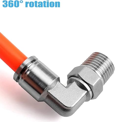 Miniatura 4 de Jienk 5 piezas neumáticas de acero inoxidable 304 codo macho de 14 pulgadas de tubo OD x 14 pulgadas NPT rosca empujar para conectar accesorios de