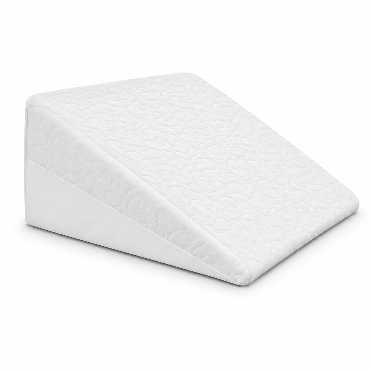 Large Orthopaedic Wedge Pillow for Sleeping – Memory Foam Bed Wedge Cushion for Acid Reflux, Snoring, Back Support, Leg Elevation & Reading – Removable Washable Cover, White, 51 x 46 x 28 cm