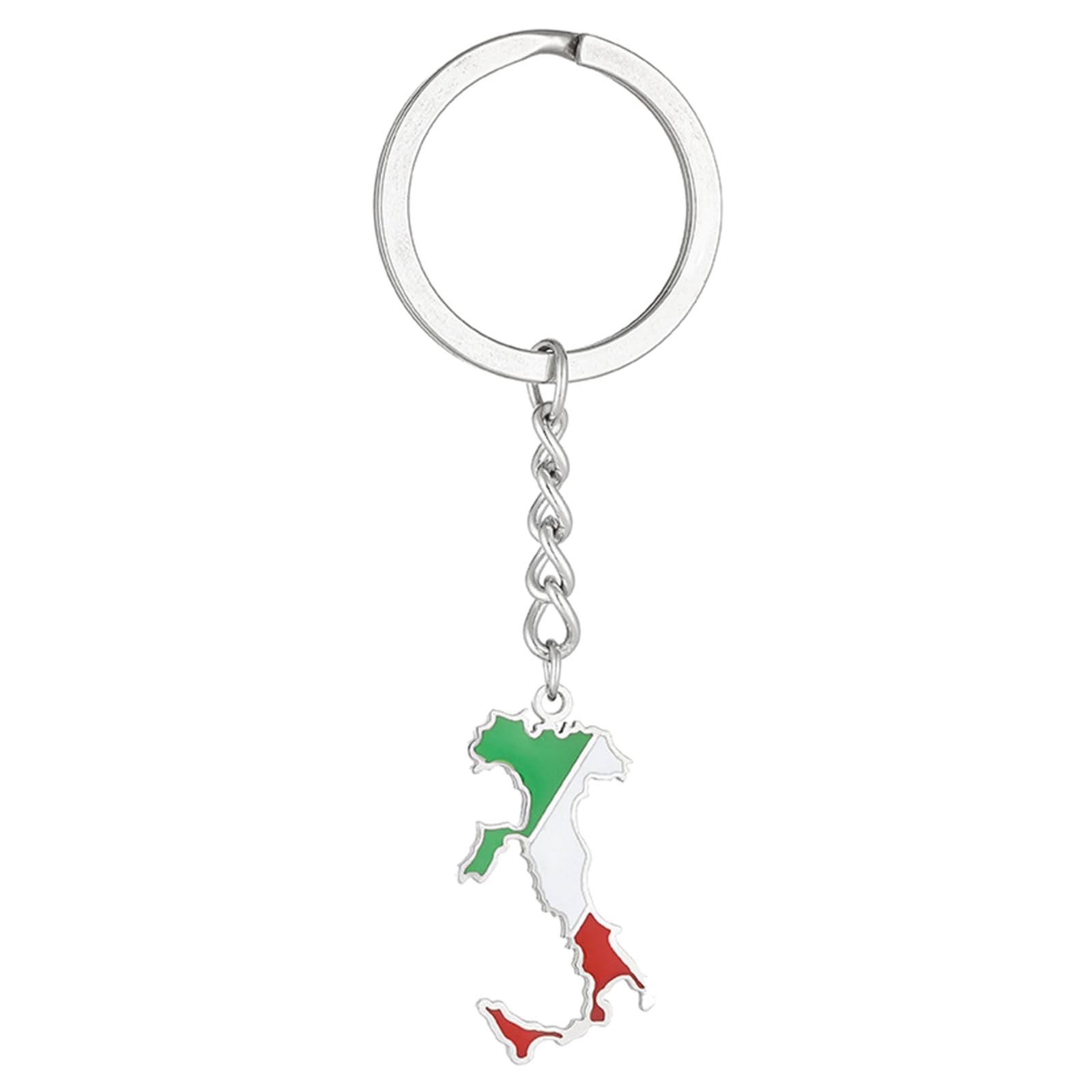 oringnat Stylish Italy Map Keychain Stainless Steel Jewelry Italy Map Holder Italy Map Keyring for Keys Bags