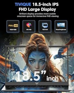 Tivique 18.5 Inch FHD Laptop with 13th N150 Quad-Core Processor up to 3.6GHz, 16GB RAM 512GB M.2 SSD, Support Dual-Band WiFi, BT 5.2, HD Display,USB3.2,HDMI, Type-C,Dual Speakers, 8000mAh Long-Battery