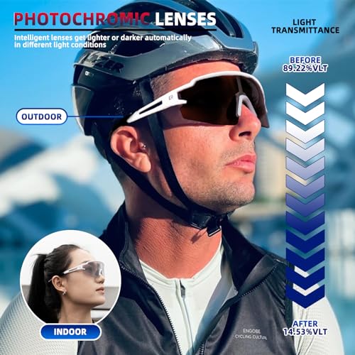 ROCK BROS Óculos de sol esportivos fotocrômicos para homens e mulheres com proteção UV