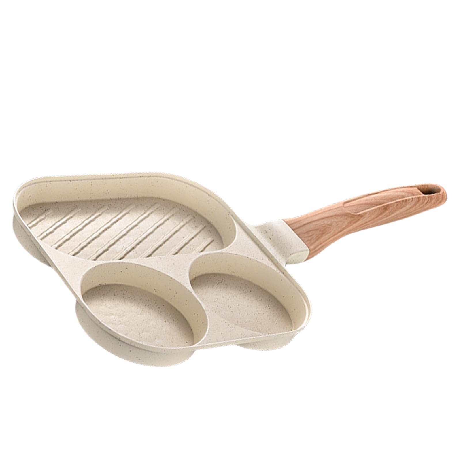 Yhplxyuus Nonstick Burgers Eggs Skillets Multi Compartment Frying Pans with Long Handle Kitchen Breakfast Cookware Omelette Pans