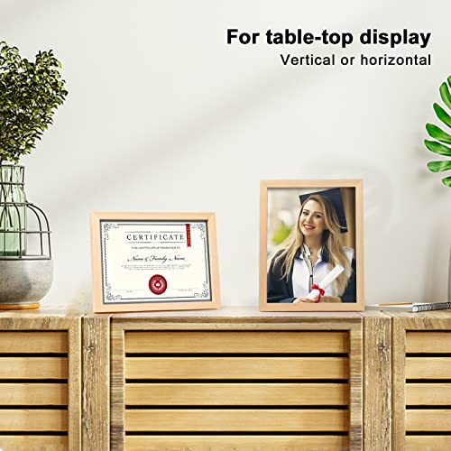 Kinlink 8.5X11 Picture Frames Natural Wood Diploma Frames With Acrylic Plexiglass For Pictures, Certificate Degree Document Frame Tabletop And Wall Mounting Display, Set Of 4 #TOP4