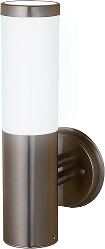 Miniatura 1 de Ultralux Lámpara de pared LED clásica para exteriores 500 lúmenes aplique exterior de 9 W para casa porche y patio cilindro de cristal de níquel