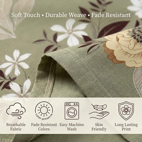 Image of Bedsheet for Double Bed King Size | 90 X 100 Inch Bed Sheet with 2 Pillow Covers 18 X 28 Inch | Soft, Wrinkle Resistant, Durable 250 TC Breathable, Skin Friendly | Olive Sage