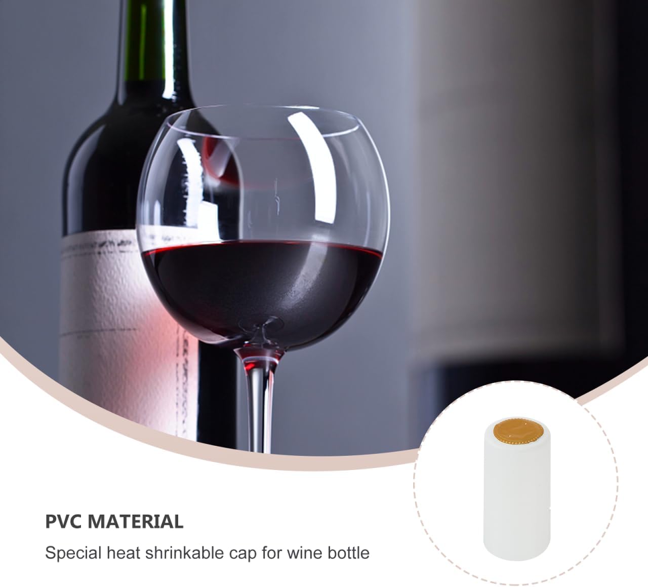 100 Pcs White Wine Sealer for Bottles PVC Heat Shrink Capsules Bottle Caps for Wine Making Cellars and Home Use, 1.2x2.4 Inch