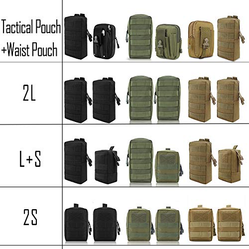 Molle Pouch Tactical Edc Bag Compact Water Resistant Utility Gadget Hanging Waist Pocket Saddlebag For Outdoor Sports (2L-Black) #TOP4