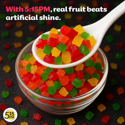 Image of 5:15PM Tutti Frutti 500gm | Tutti Frutti for Cake Baking | Dried Mix Multicolour Papaya pieces | Sweet Cherries - 500gm (Pack of 3)