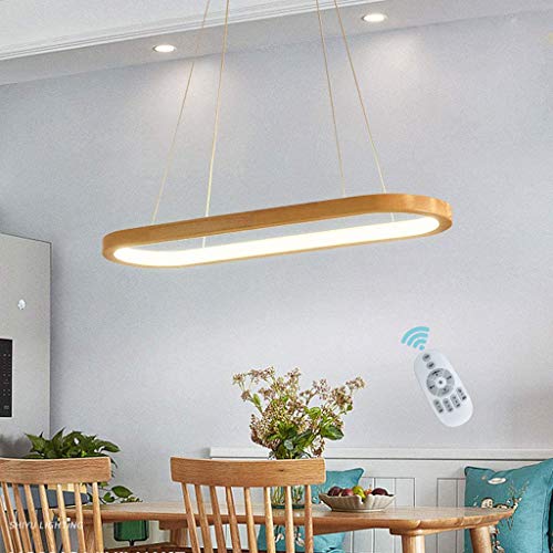 Suspension LED dimmable avec télécommande luminaire bois 36W