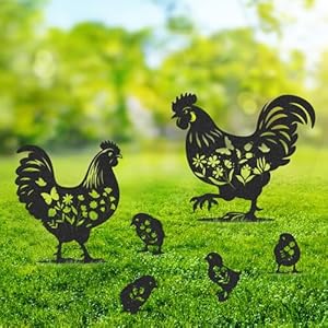 Chicken Metal Garden Art - 6PCS Chicken Metal Yard Art Rooster Garden Decor Outdoor Cute Hen Metal Statue Decorations Outside for Patio Decorative Lawn Stakes Statues Gifts for Friends Chicken Metal Garden Art 6PCS Chicken Metal Yard Art Rooster Garden Decor Outdoor Cute Hen Metal Statue Decorations Outside for Patio Decorative Lawn Stakes Statues Gifts for Friends