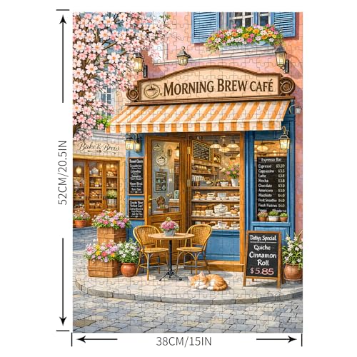 Puzzles para Adultos 500 Piezas, Rompecabezas de Cafetería - Morning Brew Cafe, Rompecabezas Imposibles para Personas Mayores y Familias, 20.47x14.96 pulgadas miniatura 4