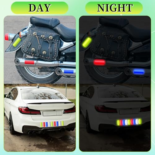 Image of Giantree 40 PCS Reflective Stickers, Warning Reflective Stickers, Safety Night Visibility Adhesive Waterproof Reflectives Tape Sticker for Vehicle Motorcycle Bicycle, 1.18 x 3.14 Inch