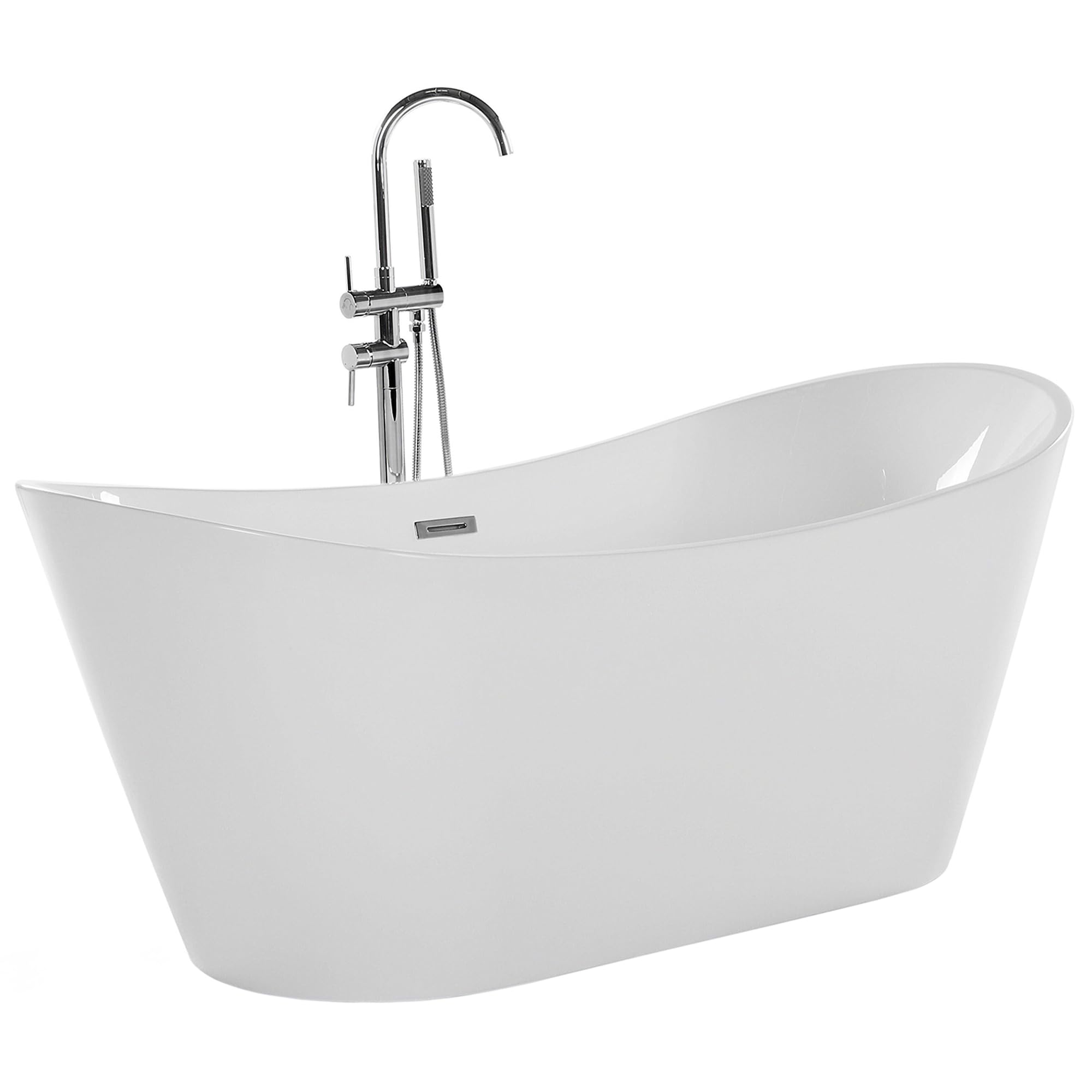 Bañera independiente de acrílico blanco plateado con rebosadero 180 cm moderno Antigua