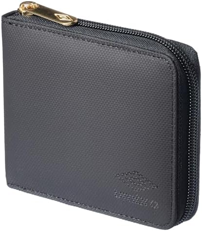 （23:30時点） [アンブロ] メンズ 二つ折り 折財布ラウンドファスナー (Black/Black)