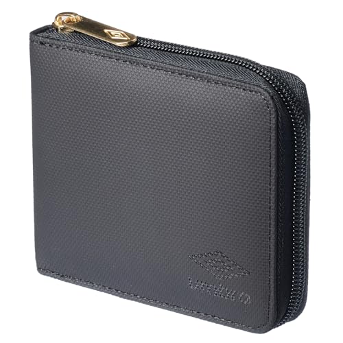 Umbro for MenTarpaulin Zip Around Bi-Fold Minimalist Slim Wallet (Black Logo)