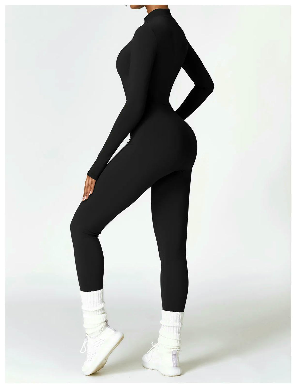 QTANZIQI Shapewear Zipper Flotte à Ajustement Fleep Yoga JumspSuit Outdoor Body Chaud Chaud Collants sans Couture