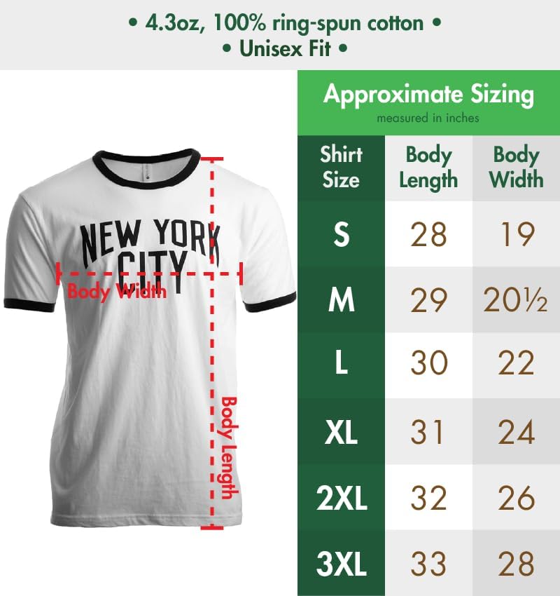 New York City | Iconic NYC Lennon Ringer Vintage Retro Style Men Women T-Shirt - Image 6