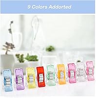 Vista 7 de Clips de costura, 100 piezas con caja de plástico, colores surtidos. Clips para acolchado y edredón para tela, clips para coser y acolchar, clips