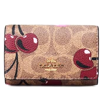 【美品】COACH コーチ チェリー柄 キーケース　ホワイト　ペブル　レザー 美品】COACH コーチ チェリー柄 キーケース ホワイト ペブル