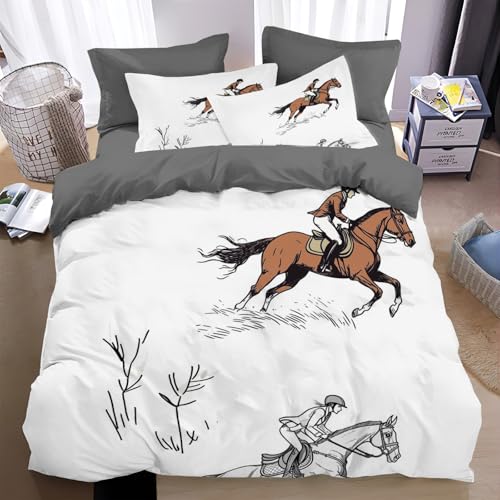 Housse de couette 240x260 cheval linge de lit réversible adulte microfibre - 3