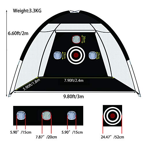 TTCB Sports Golfnetz, 3 x 2,1 m, Golf-Übungsnetz für Hinterhoffahrten, Schaukelzieltraining für drinnen und draußen, für alle Golfer