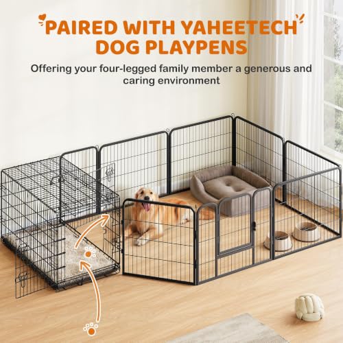 Image of Yaheetech 42inch Double Door Dog Crate w /Divider, Collapsible Metal Kennel